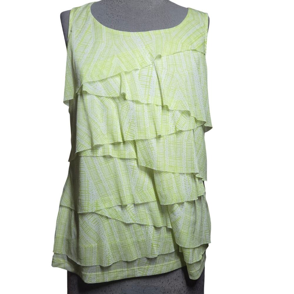 Chicos Ruffle Front Sleevless Blouse Size 1 Medium